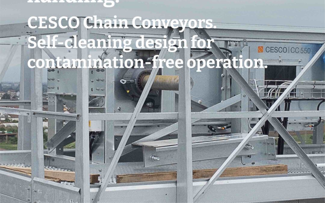Technical precision in grain handling: CESCO EPC Chain Conveyors. Self-cleaning design for contamination-free operation.