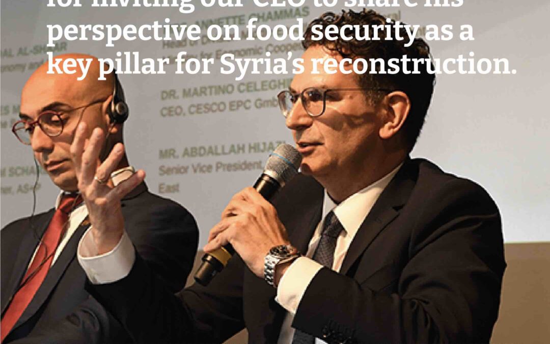 Thank you to Ghorfa Arab-German Chamber of Commerce and Industry for inviting our CEO to share his perspective on food security as a key pillar for Syria’s reconstruction.